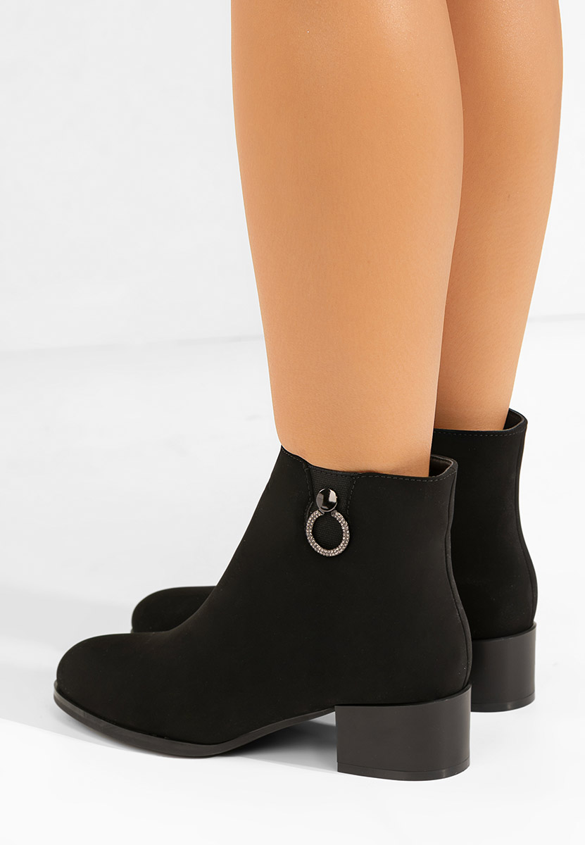 Botine cu toc gros Dionisa negre