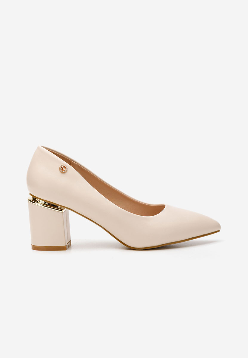 Pantofi cu toc gros eleganti Nelia V4 bej