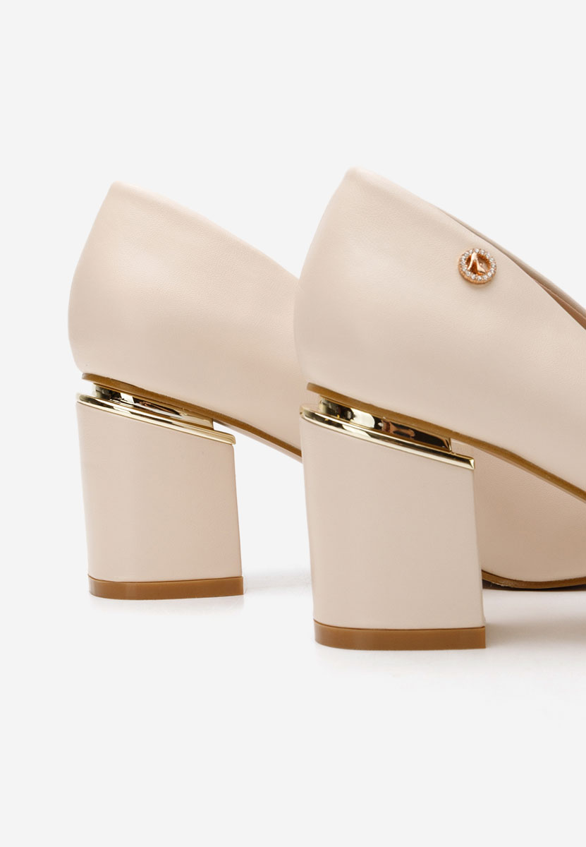 Pantofi cu toc gros eleganti Nelia V4 bej