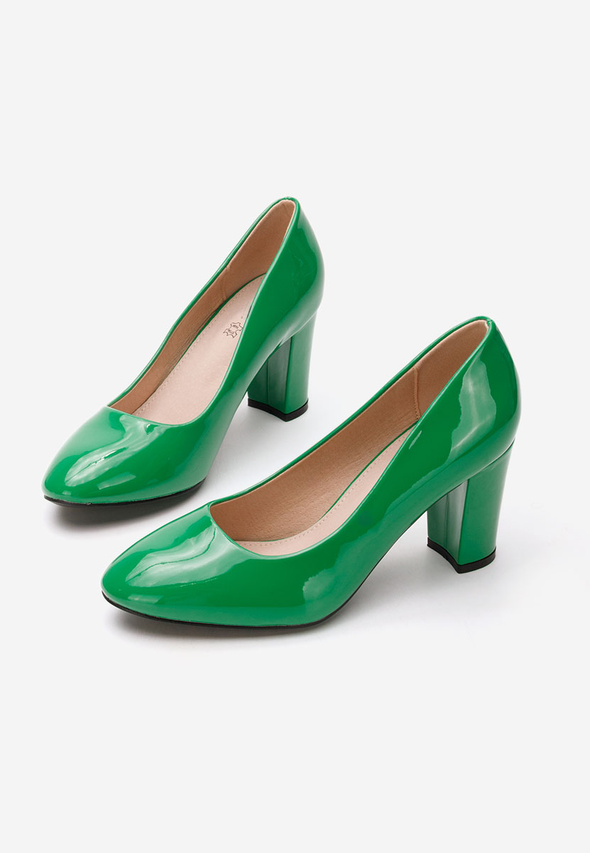 Pantofi cu toc lacuiti Chique V5 verzi
