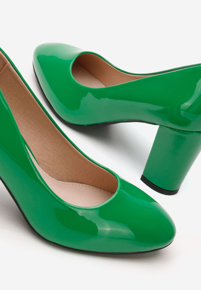 Pantofi cu toc lacuiti Chique V5 verzi