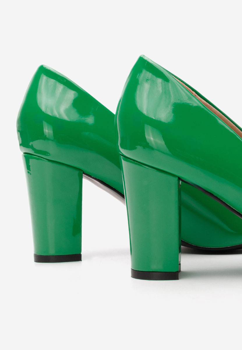 Pantofi cu toc lacuiti Chique V5 verzi