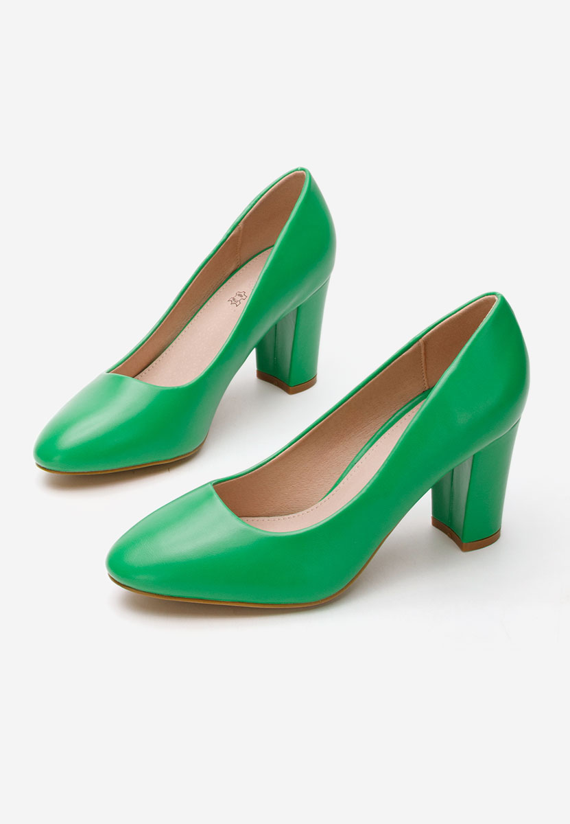 Pantofi cu toc gros Bonanza V2 verzi