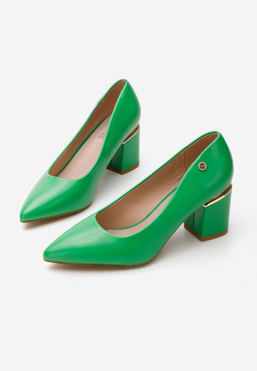 Pantofi cu toc gros eleganti Nelia V4 verzi