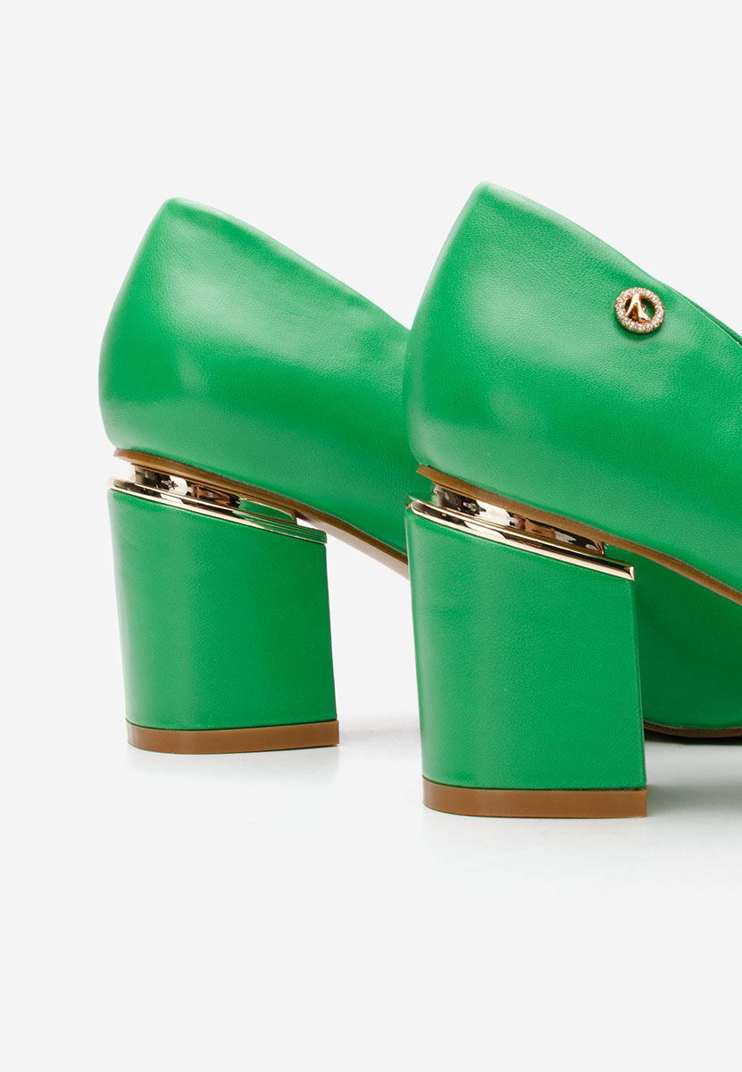 Pantofi cu toc gros eleganti Nelia V4 verzi