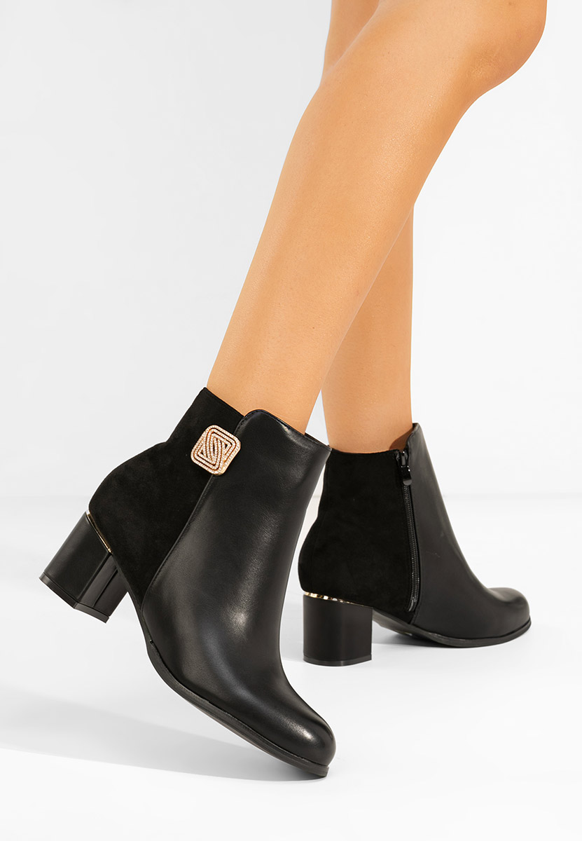 Botine cu toc gros Raminy negre