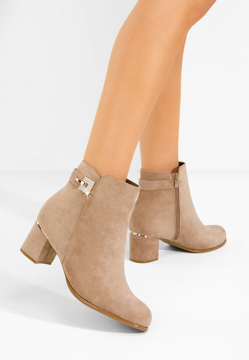 Botine cu toc gros Noralia kaki