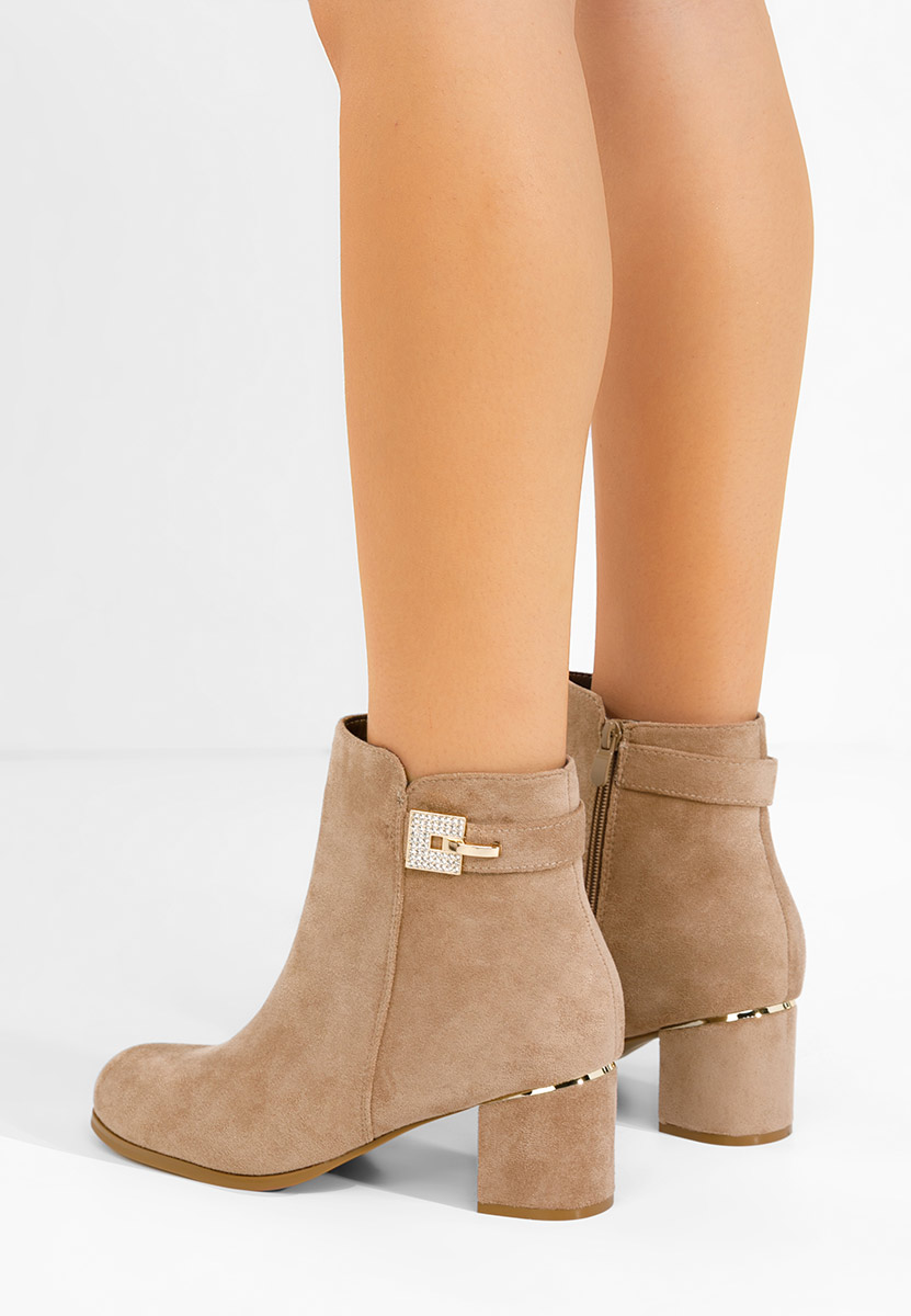 Botine cu toc gros Noralia kaki