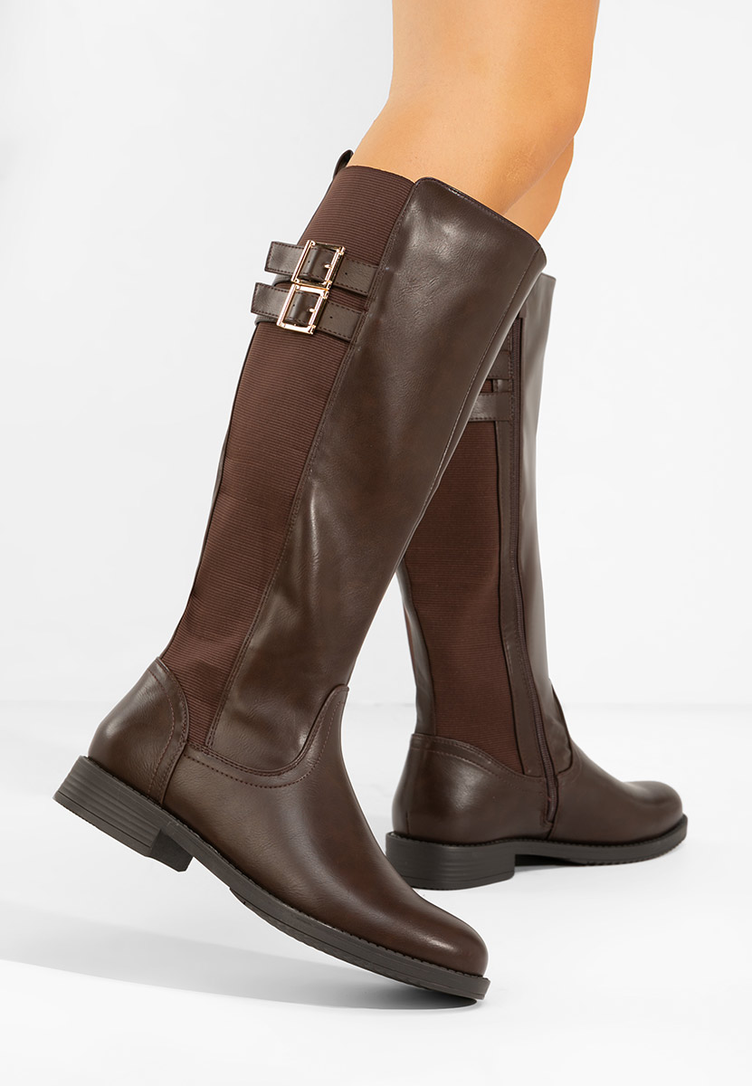 Cizme cu toc mic Zaleris maro