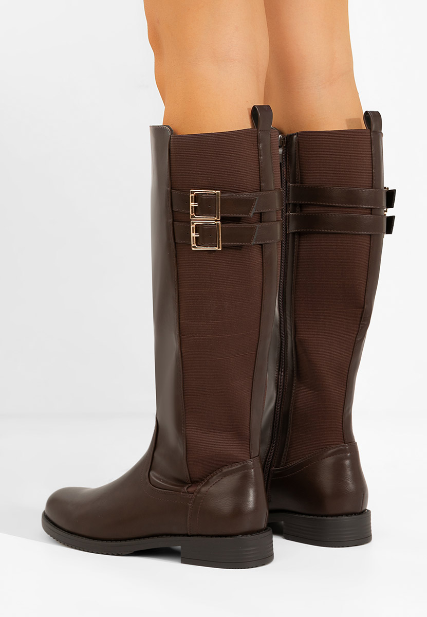 Cizme cu toc mic Zaleris maro