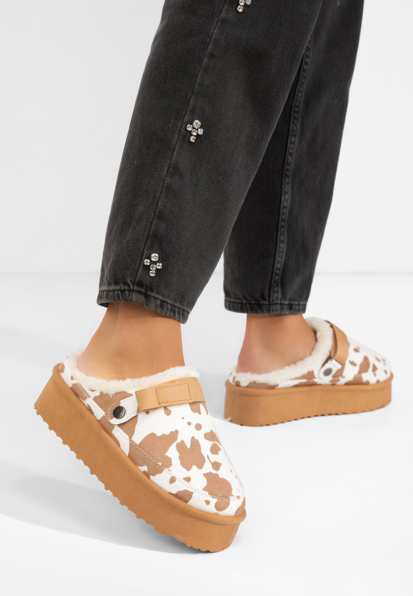 Saboti cu platforma Kimea animal print