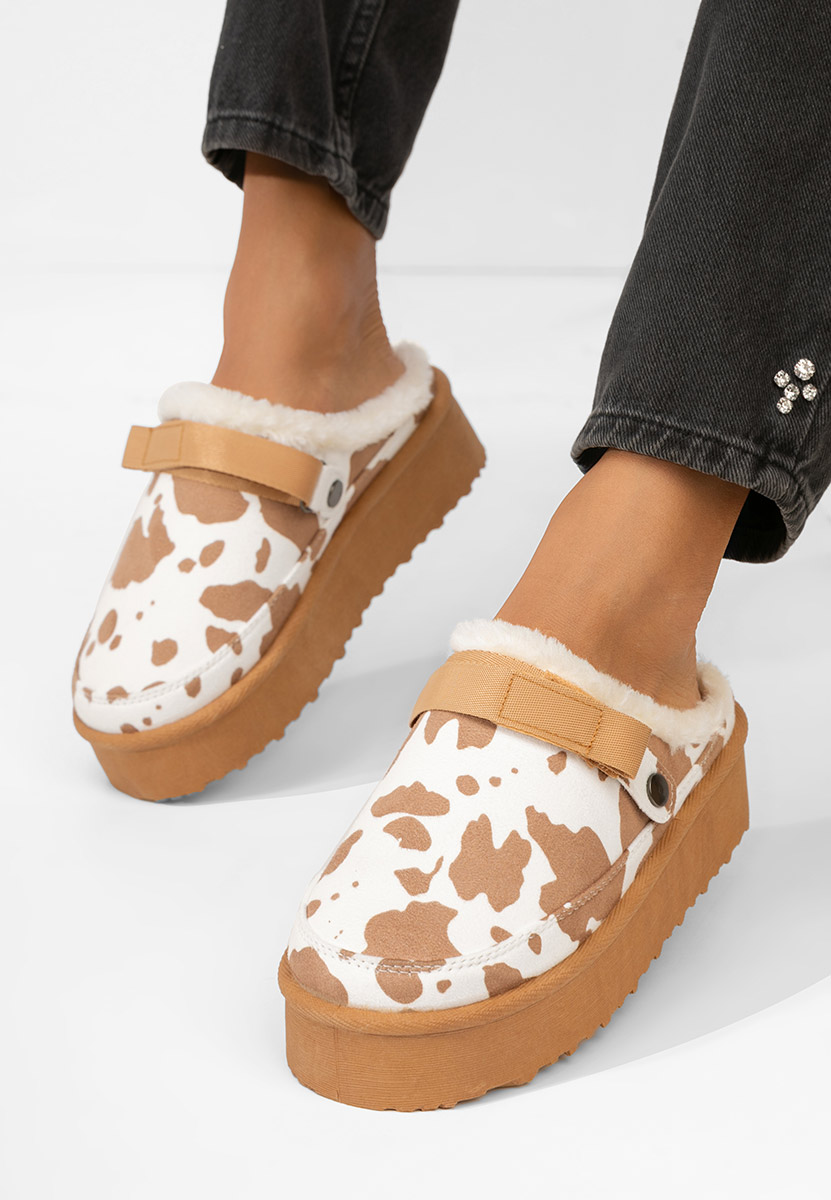 Saboti cu platforma Kimea animal print