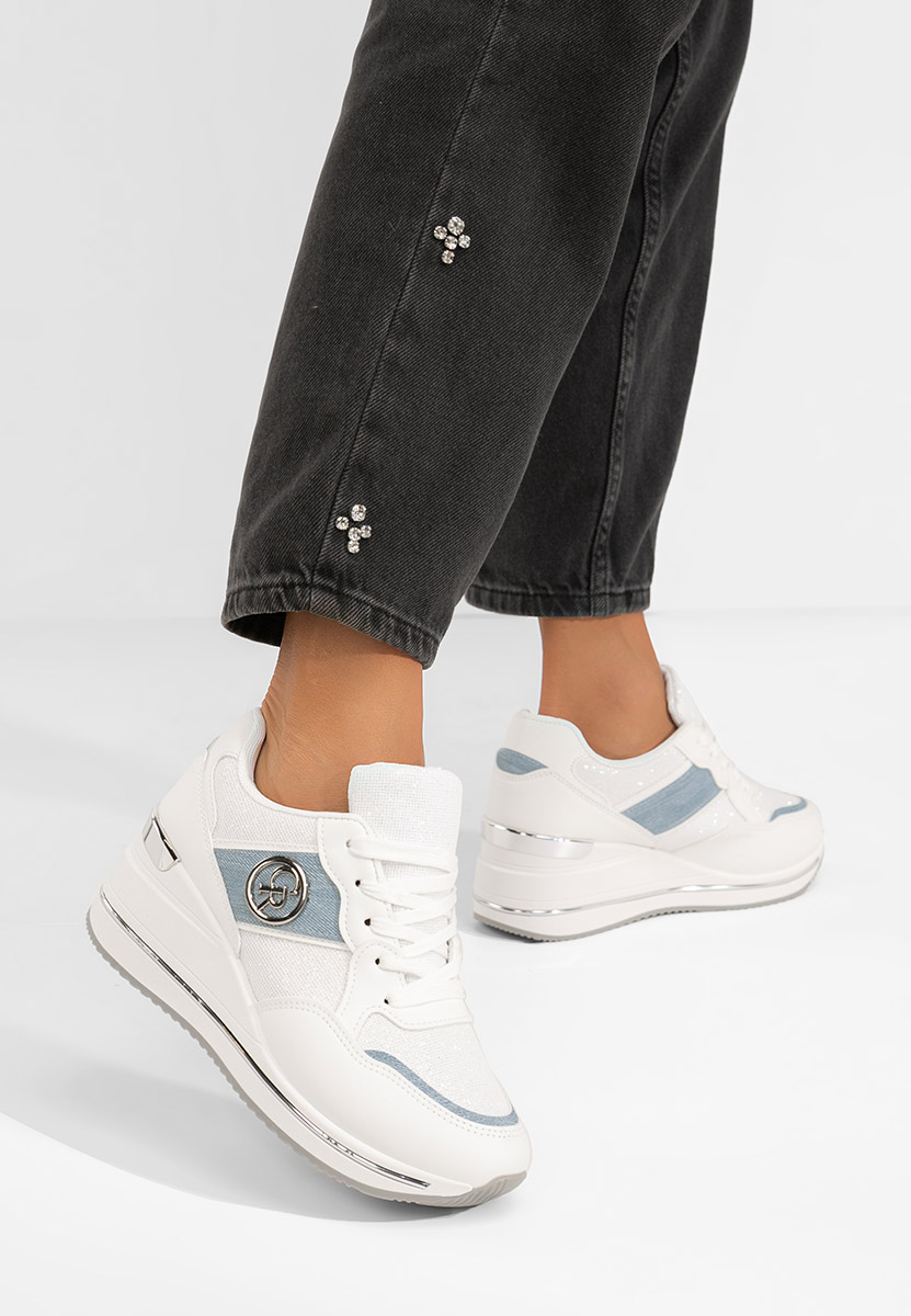 Sneakers cu platforma Paulette albi