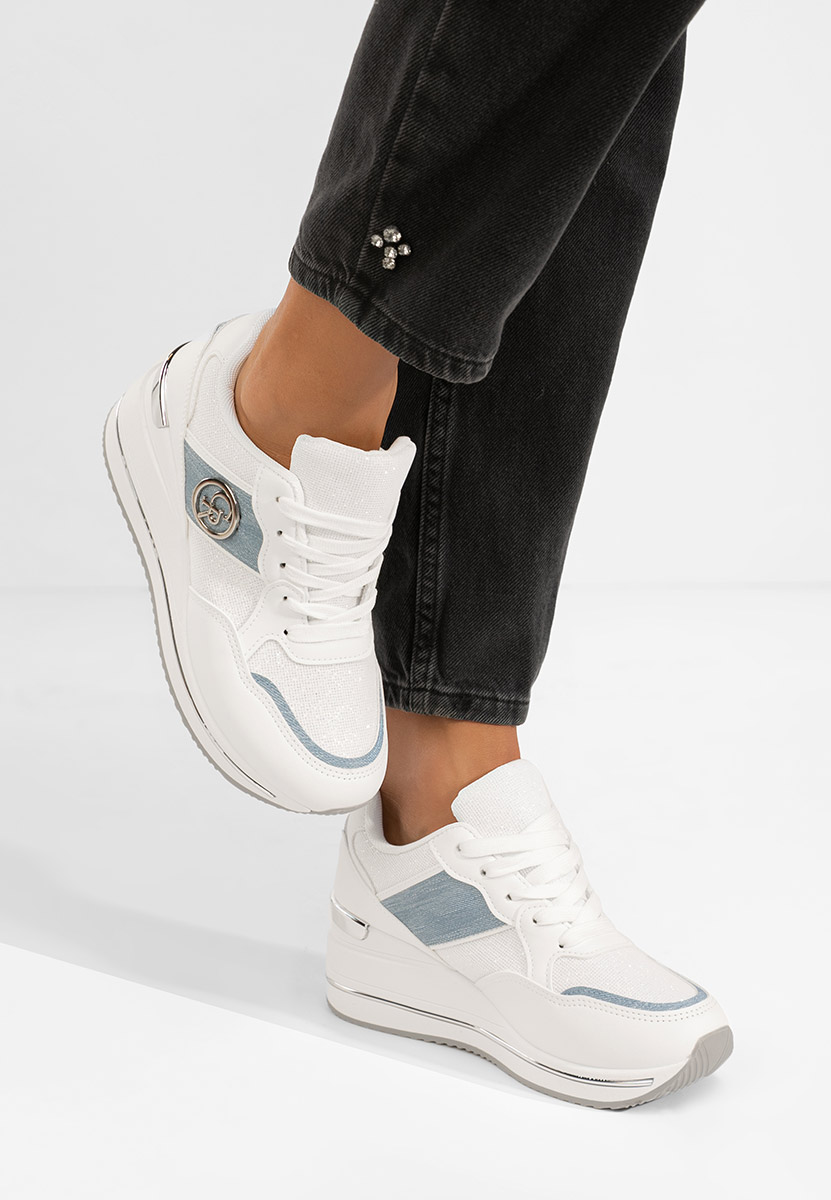 Sneakers cu platforma Paulette albi