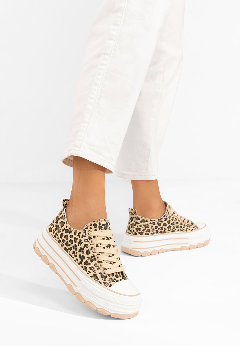 Tenisi cu platformă Zenoria leopard