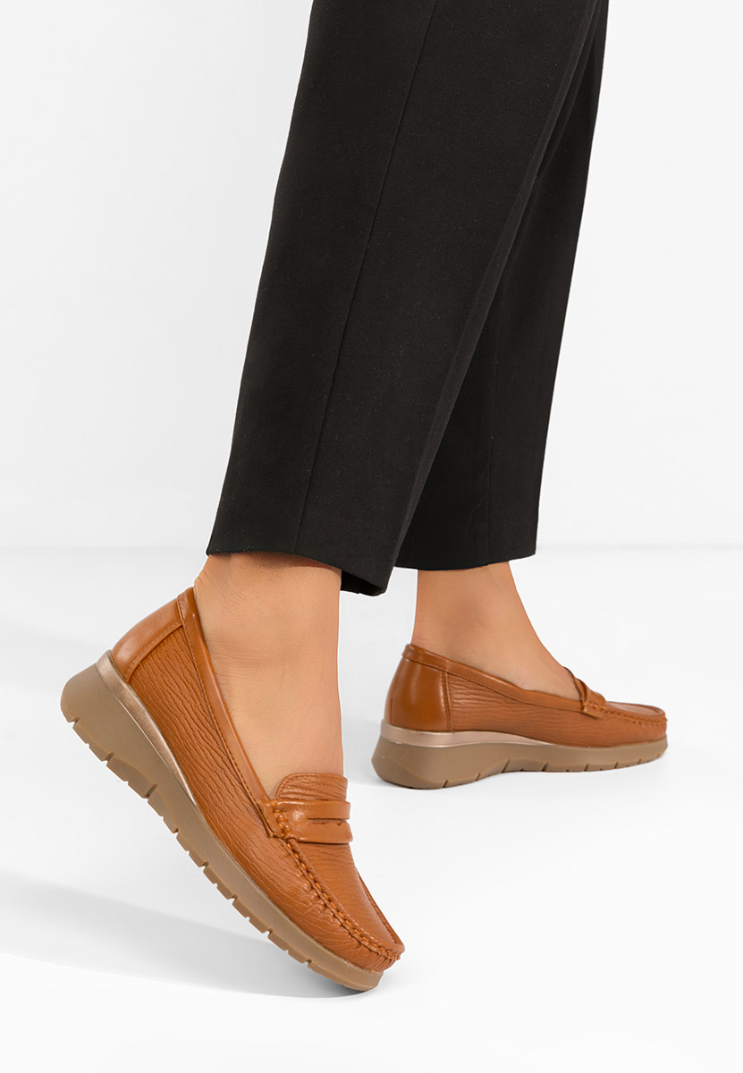 Mocasini cu platforma Ozina camel