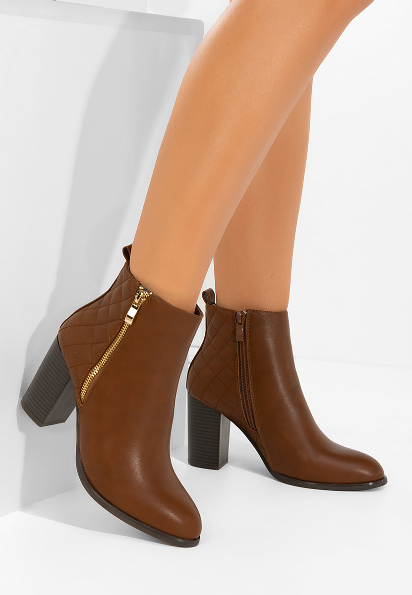 Botine cu toc Lumila camel