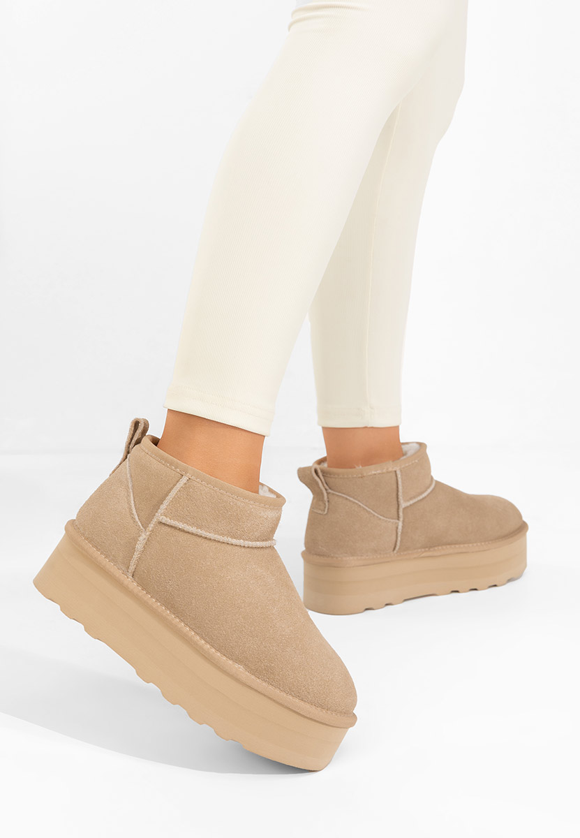 Cizme tip ugg cu platformă Fenoria bej