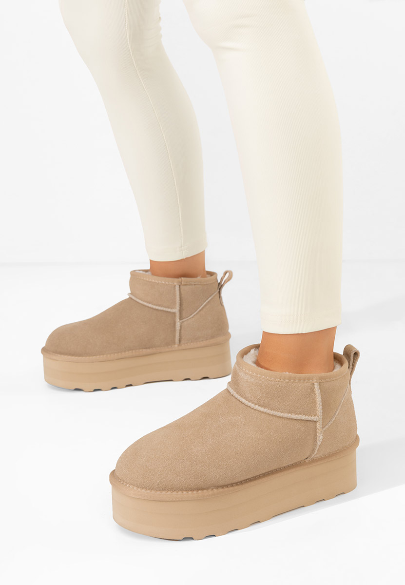 Cizme tip ugg cu platformă Fenoria bej