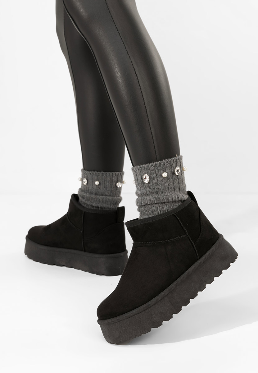 Cizme tip ugg cu platformă Zenaria negre