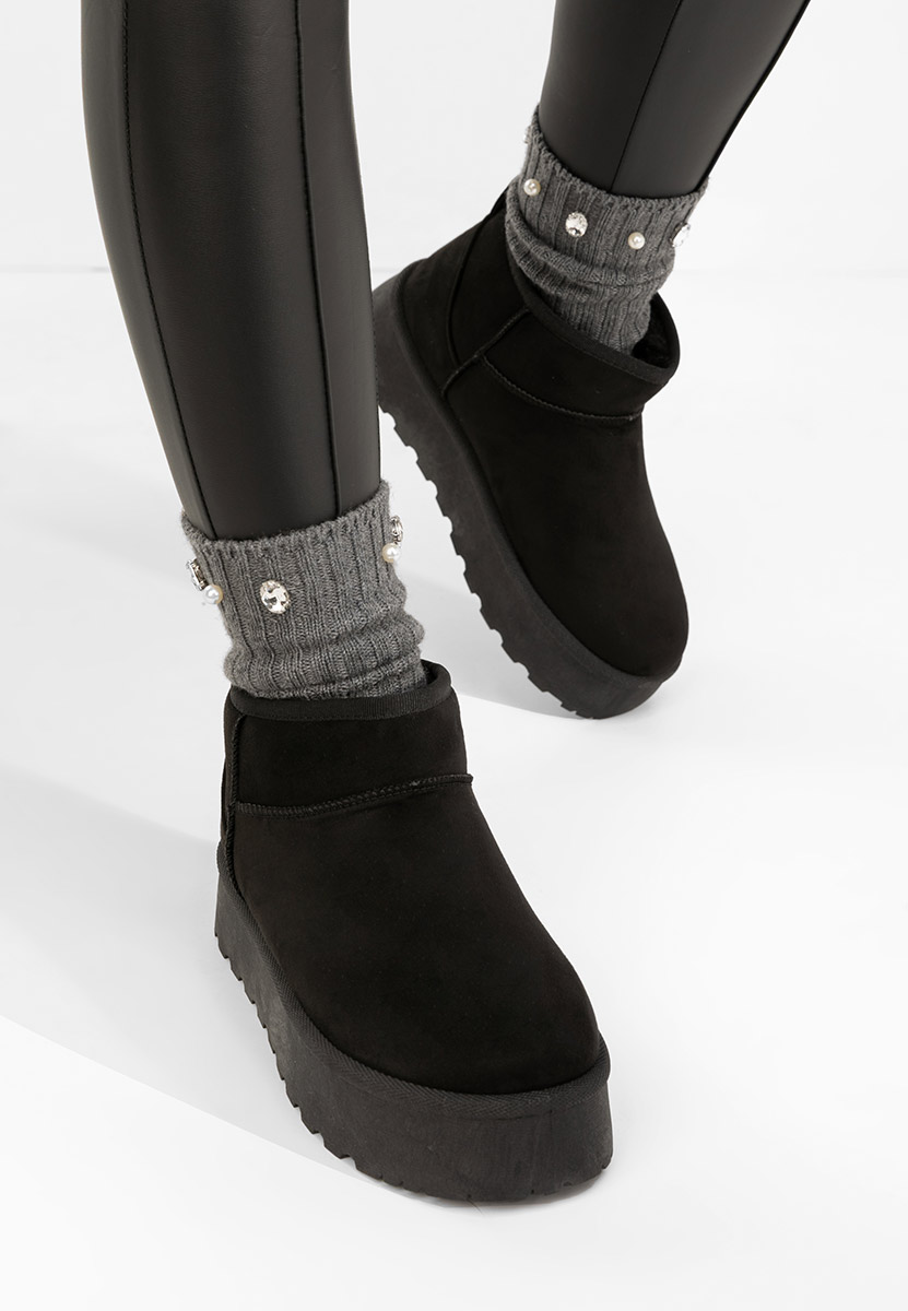 Cizme tip ugg cu platformă Zenaria negre