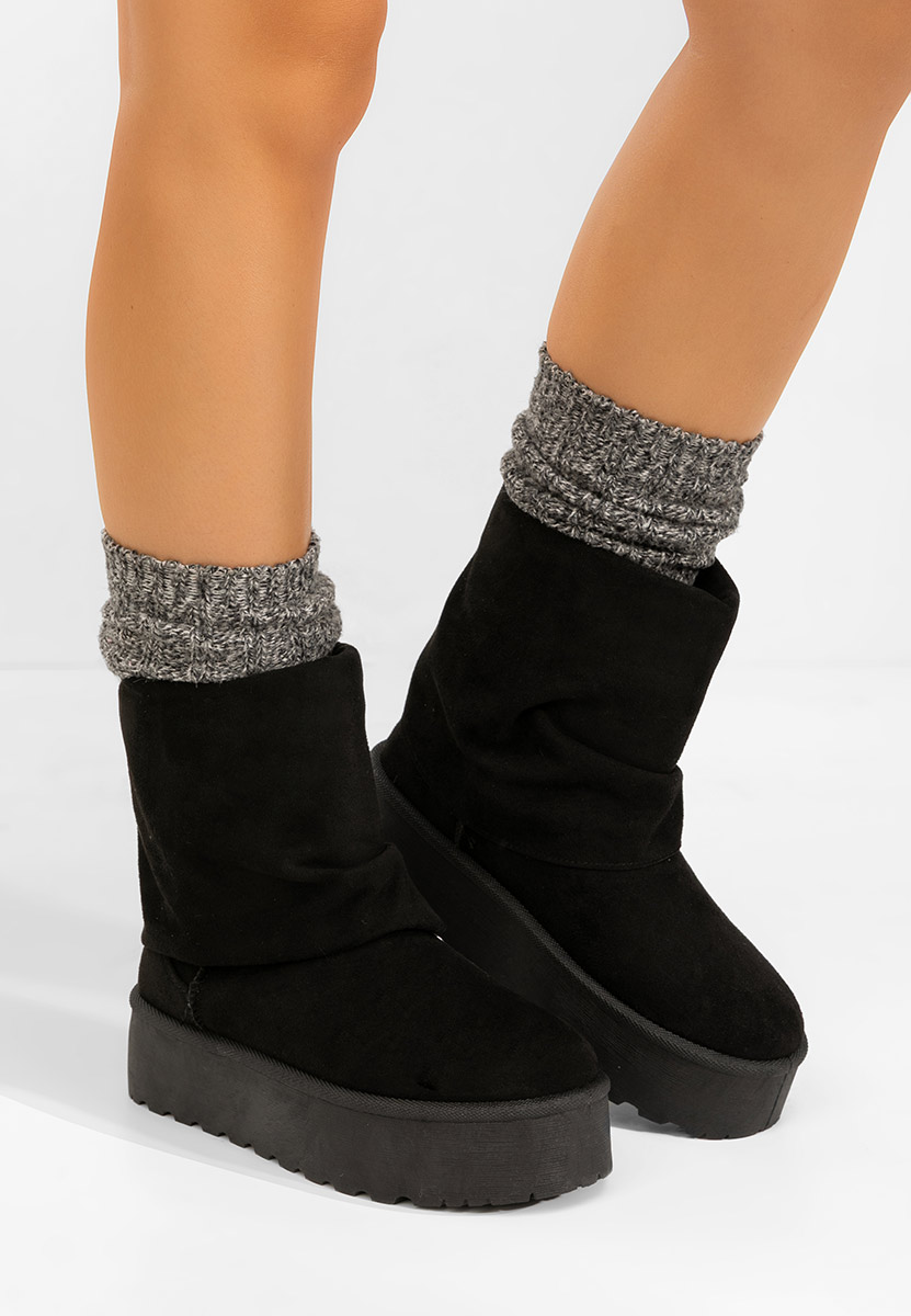 Cizme tip ugg cu platformă Janesia negre