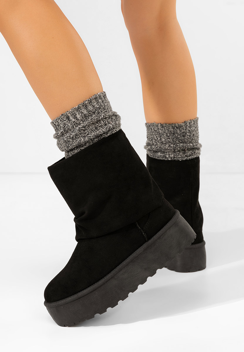 Cizme tip ugg cu platformă Janesia negre