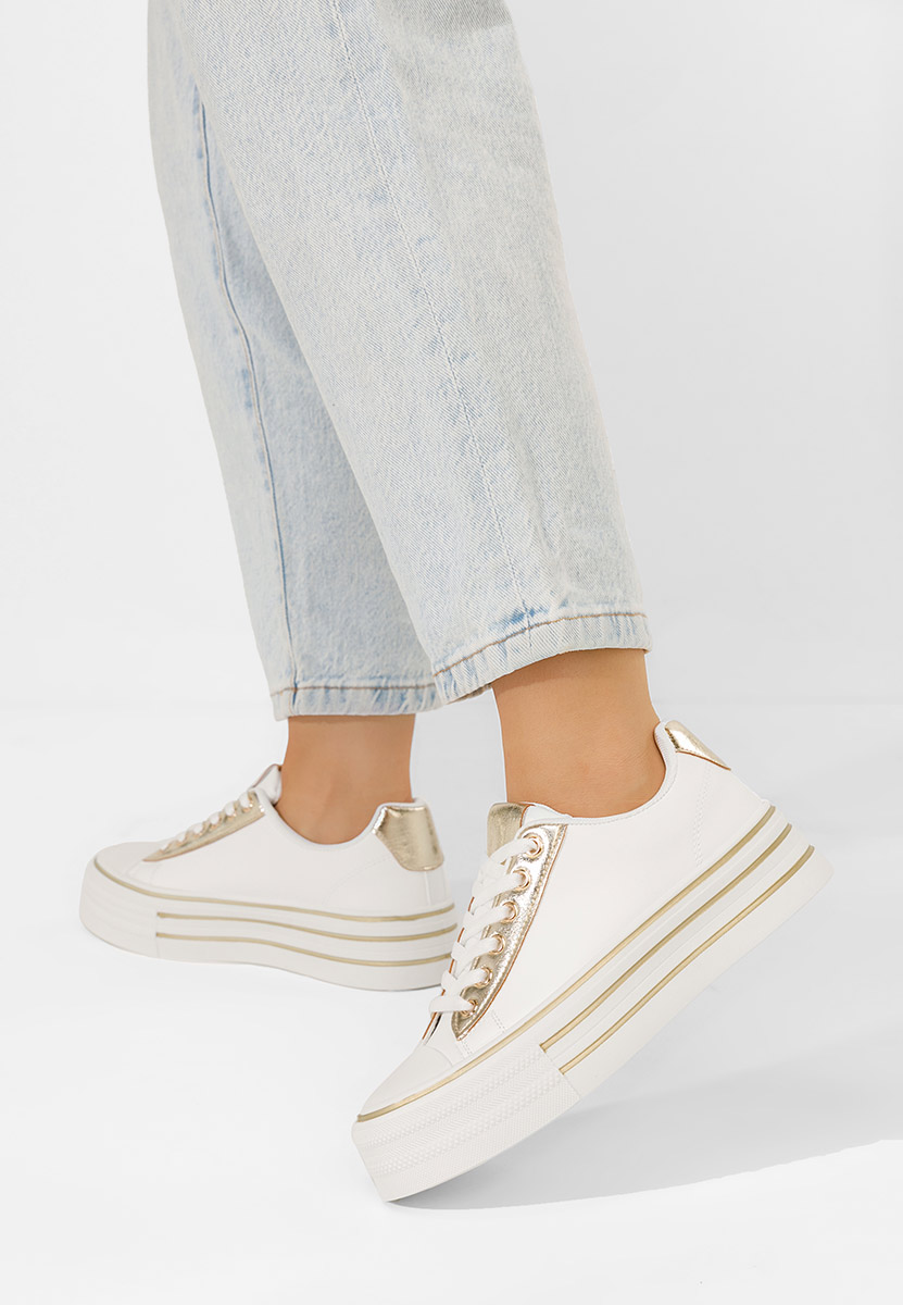 Tenisi cu platformă Lorraine albi