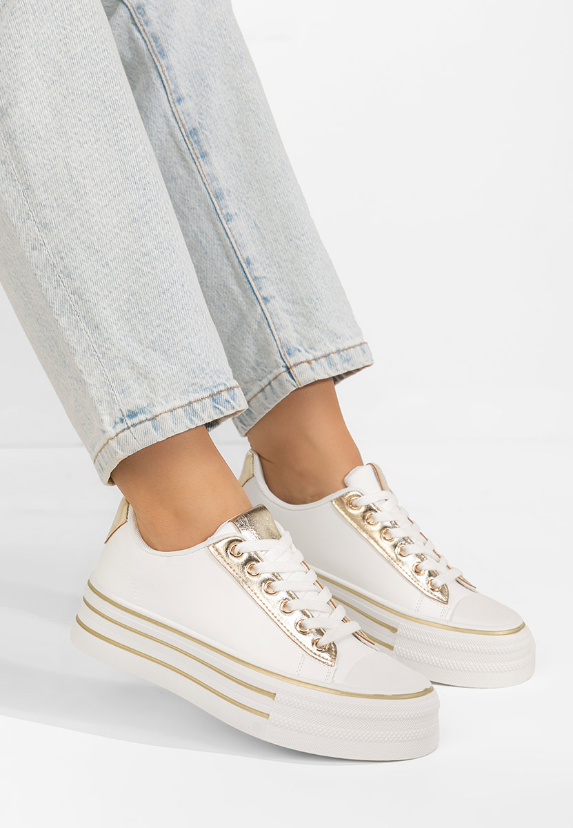 Tenisi cu platformă Lorraine albi