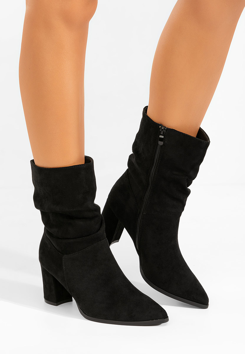 Botine cu toc gros Crinia negre