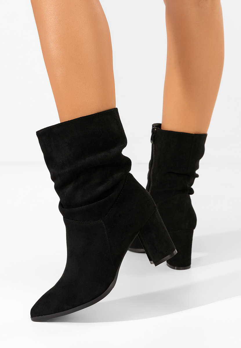 Botine cu toc gros Crinia negre