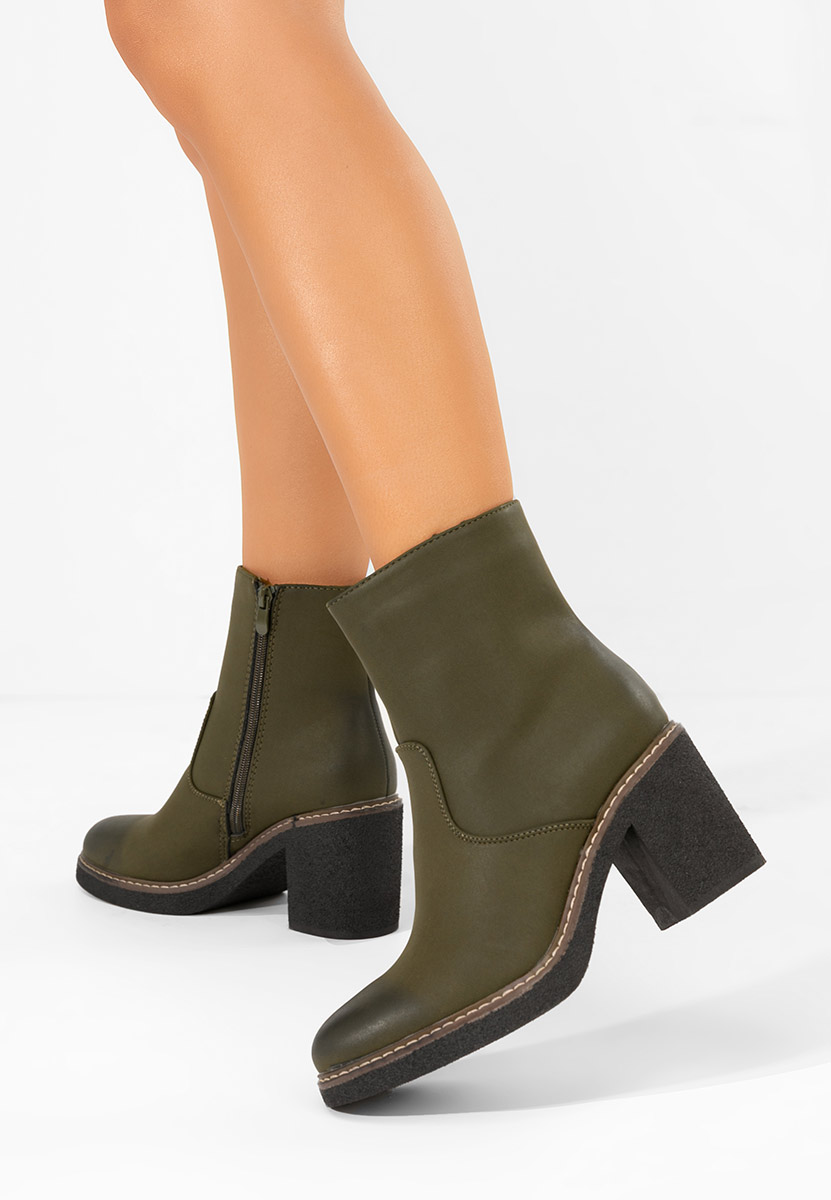 Botine cu toc gros Cyndi verzi