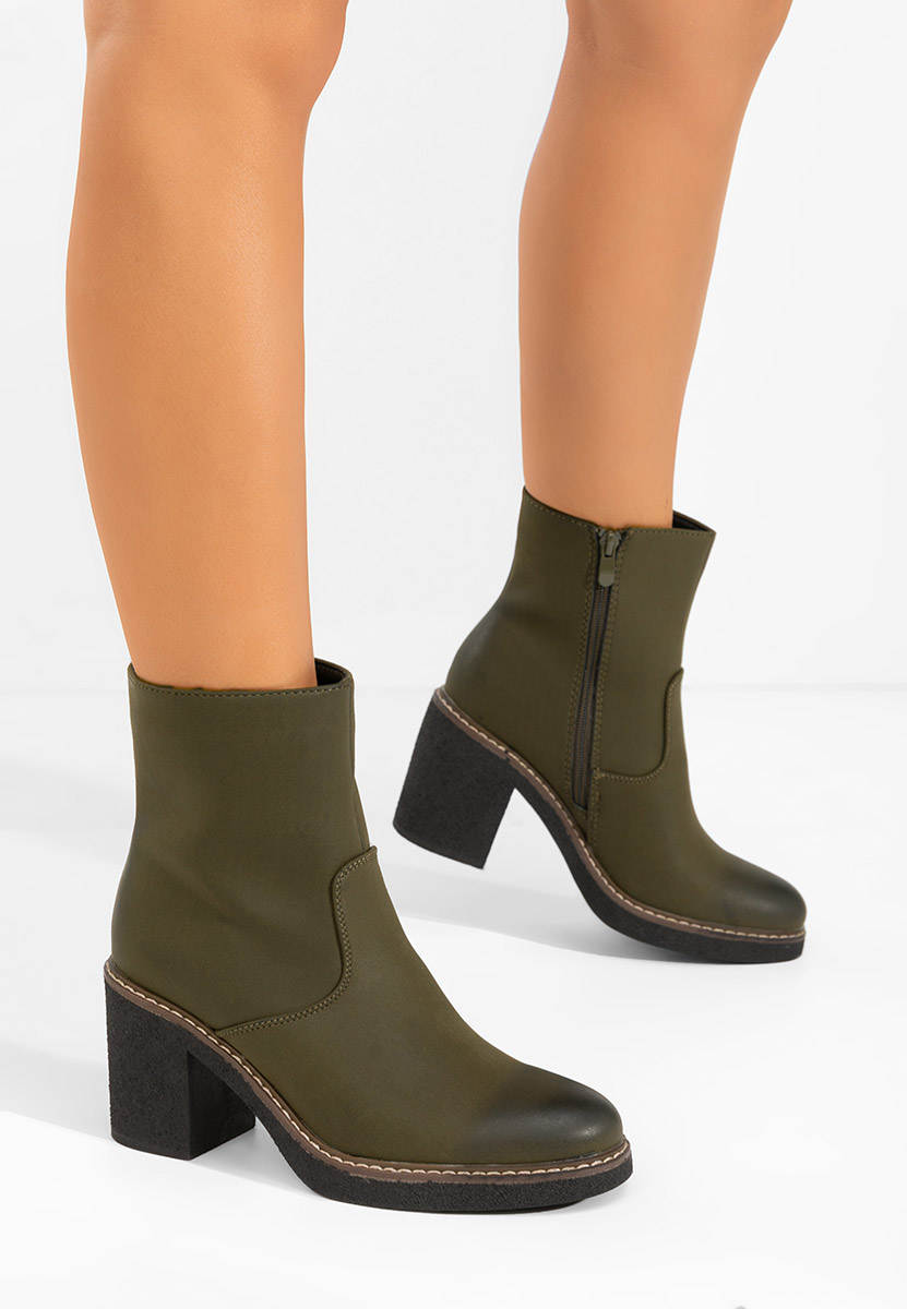 Botine cu toc gros Cyndi verzi