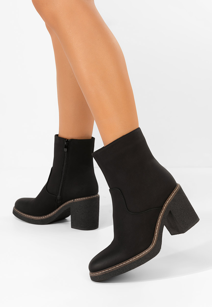 Botine cu toc gros Cyndi negre