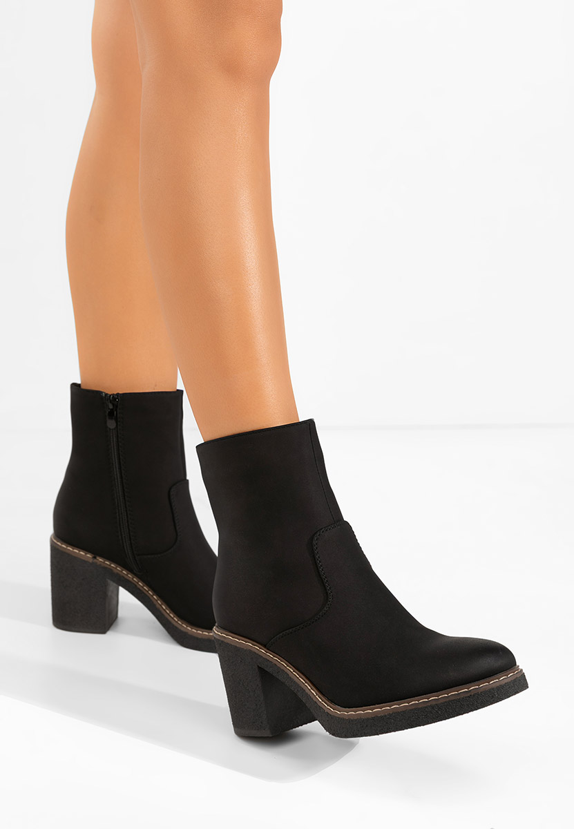 Botine cu toc gros Cyndi negre