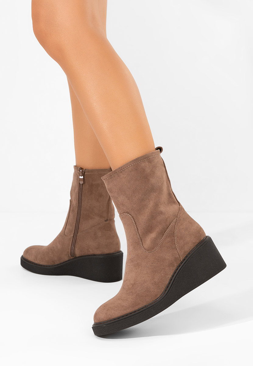 Botine cu platforma Lysara maro