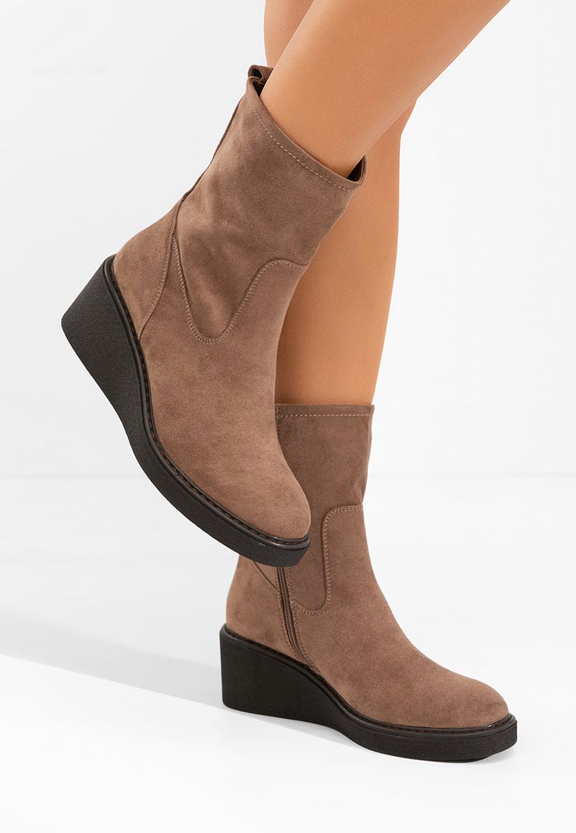Botine cu platforma Lysara maro