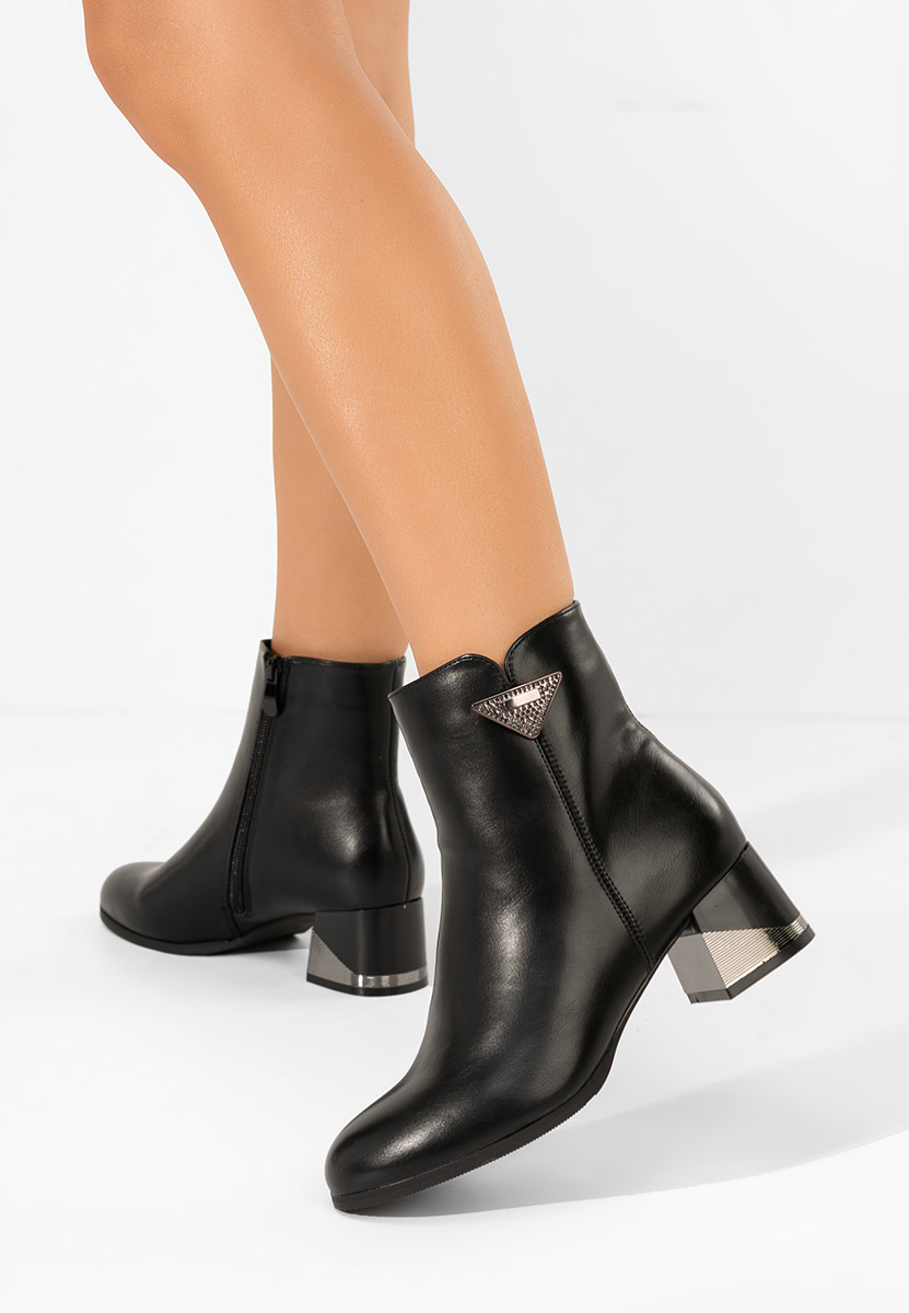Botine cu toc gros Velisara negre