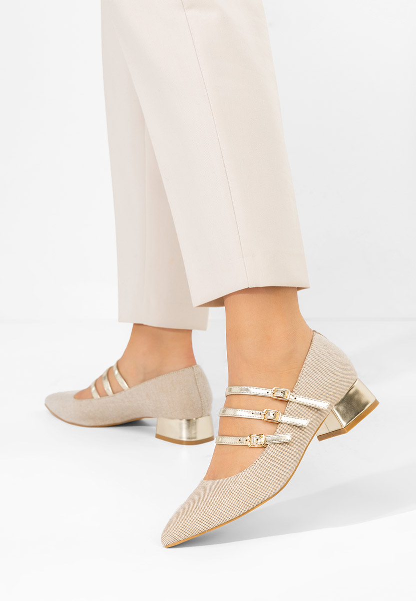 Pantofi cu toc mic Bakea kaki