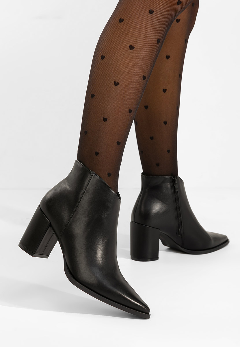 Botine cu toc gros Jamilia negre