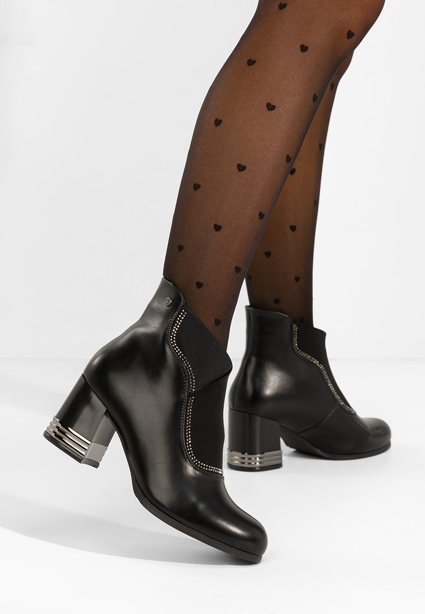 Botine cu toc gros Mirtha V2 negre