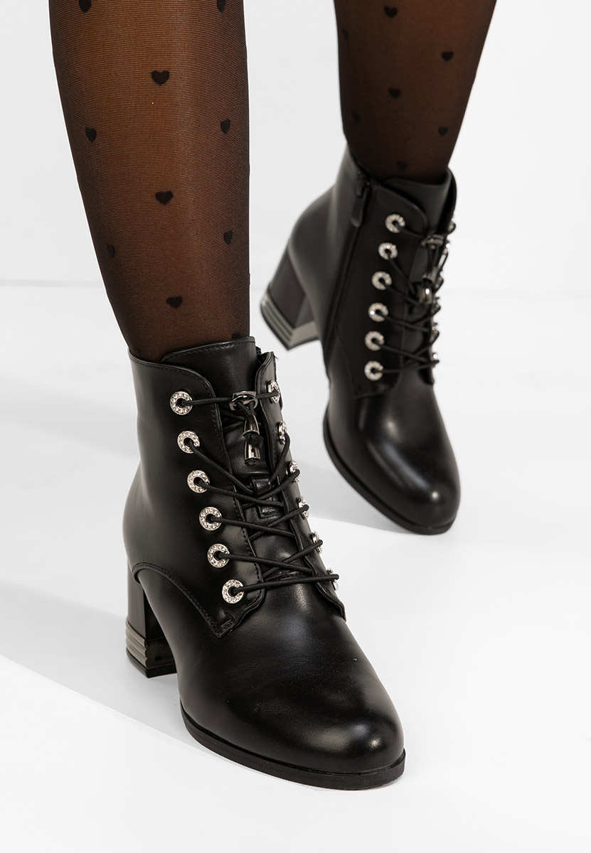 Botine cu toc gros Takina V2 negre