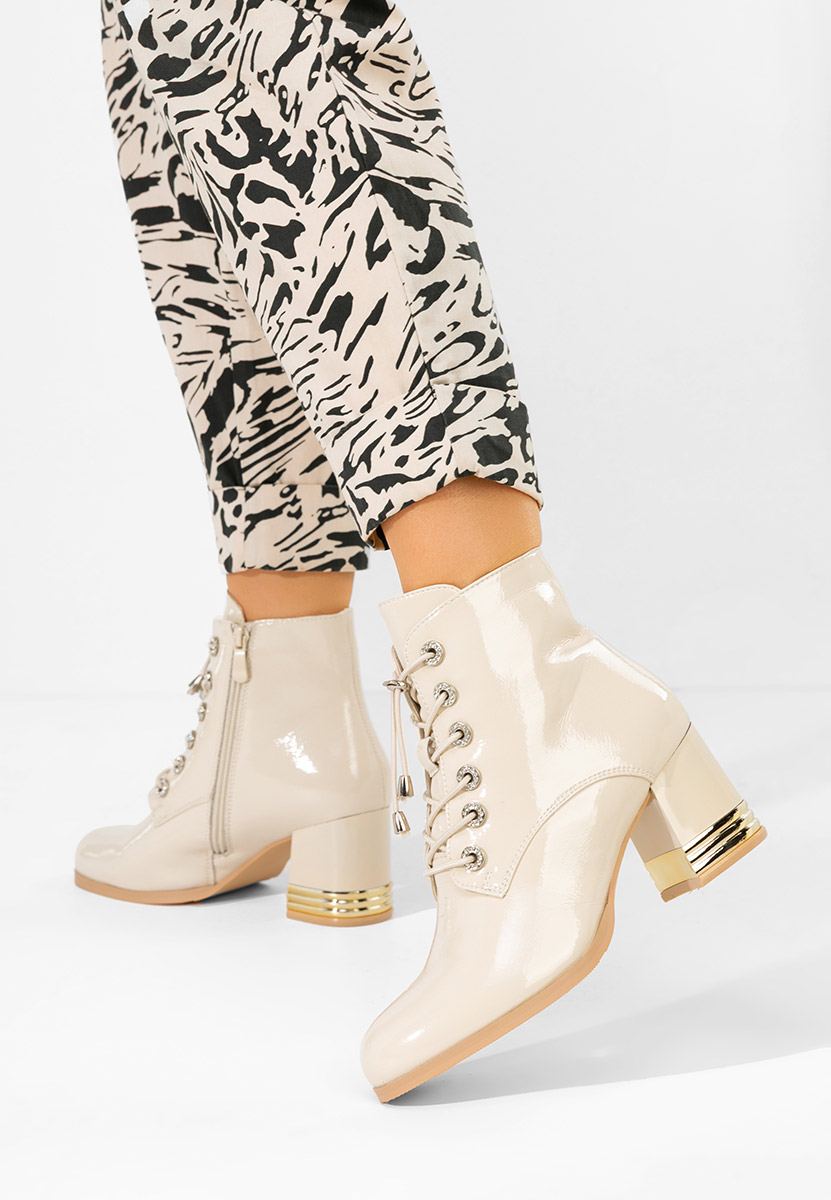 Botine cu toc gros Takina bej