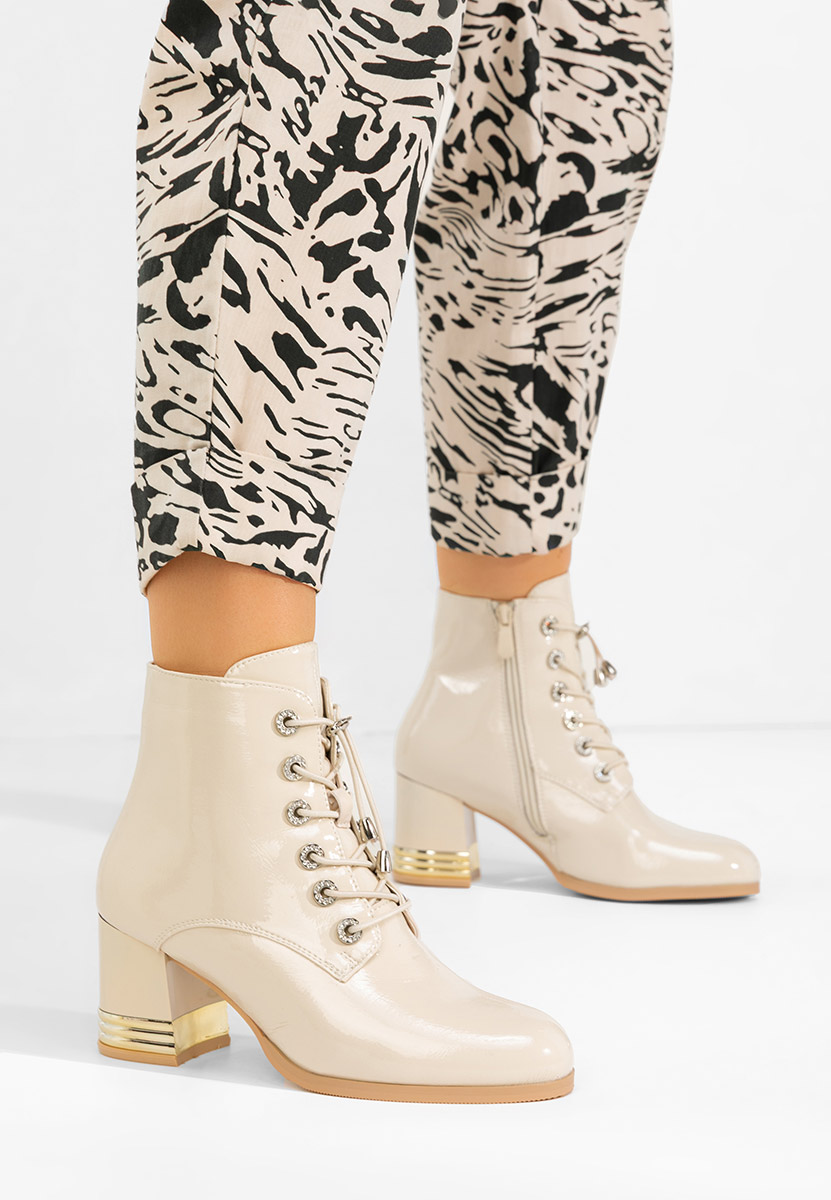 Botine cu toc gros Takina bej