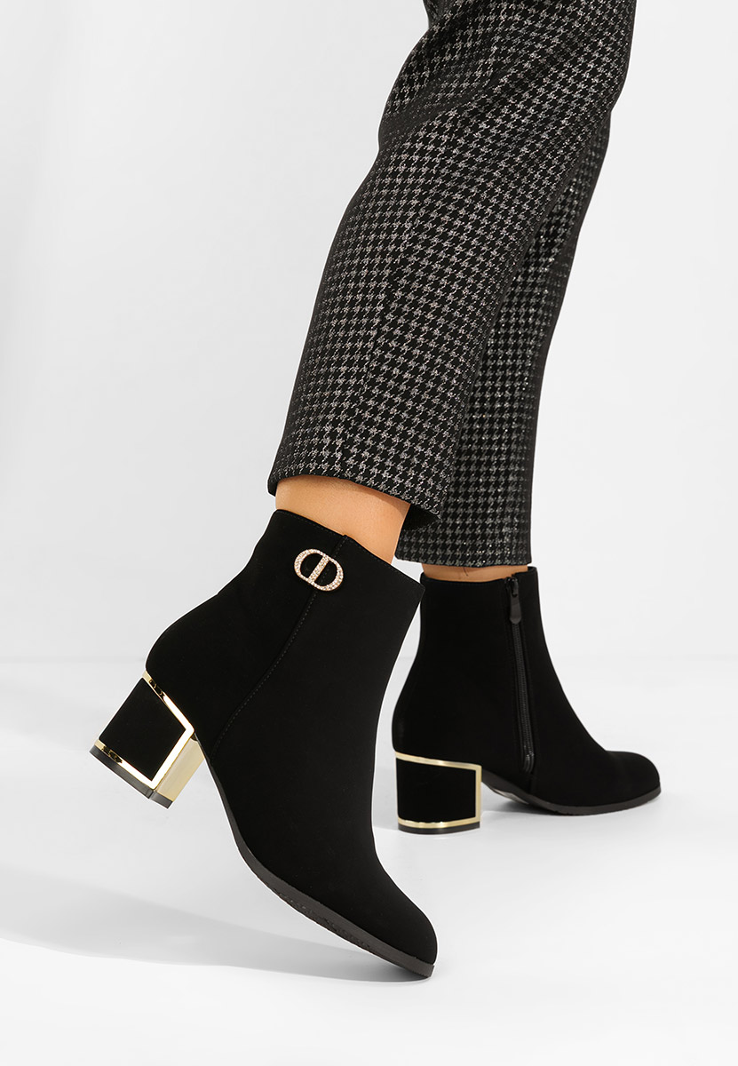 Botine cu toc gros Delmy V2 negre