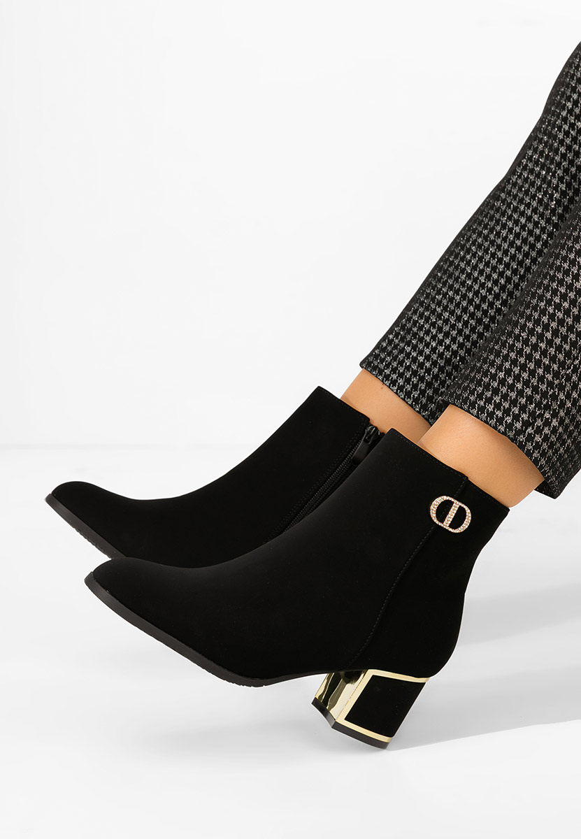 Botine cu toc gros Delmy V2 negre