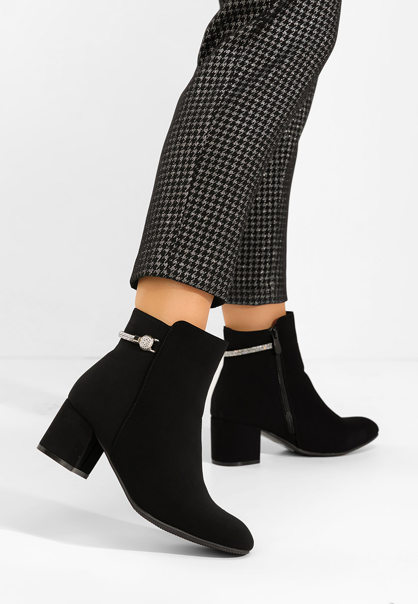 Botine cu toc gros Jorisia negre