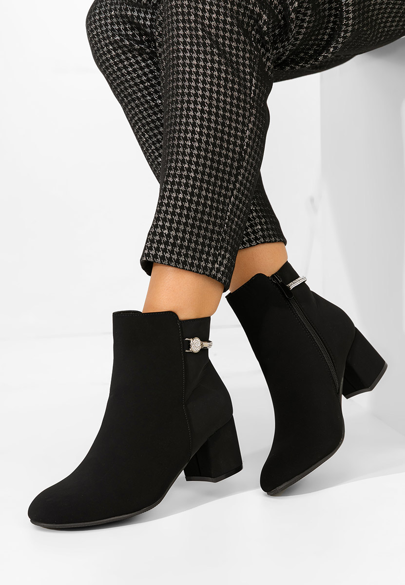 Botine cu toc gros Jorisia negre