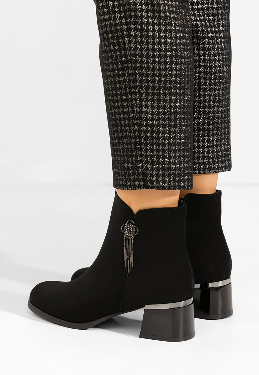 Botine cu toc gros Neliora negre