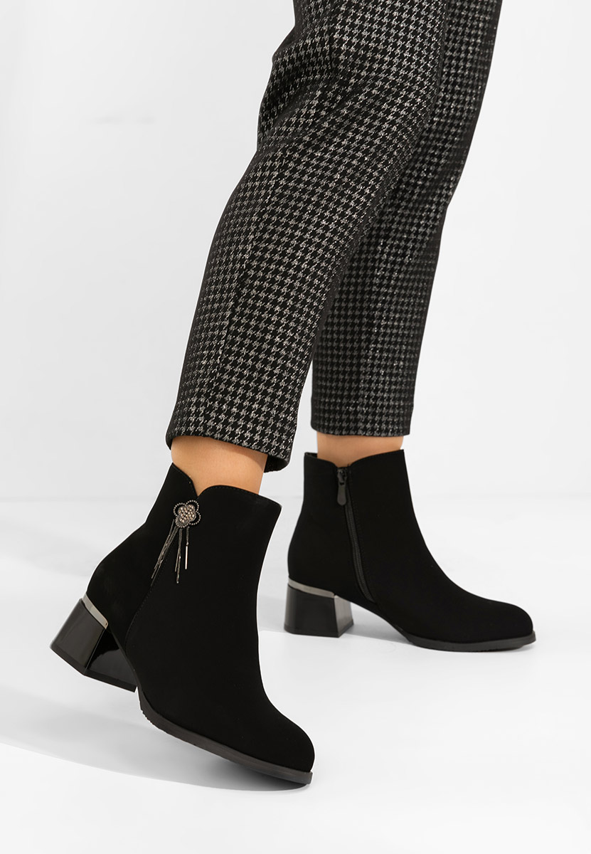 Botine cu toc gros Neliora negre